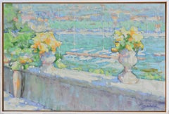 « Bleu clair au milieu du Haze » Peinture de paysage impressionniste, huile sur toile