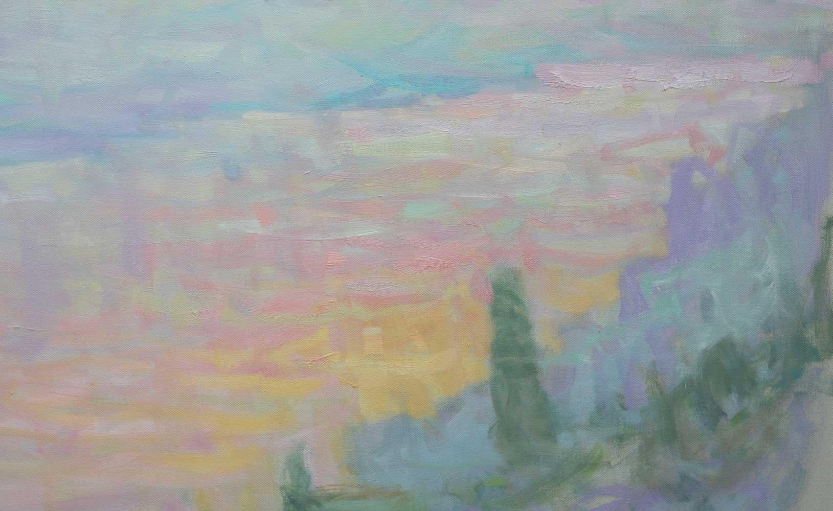Captured By A Morning Blaze – Impressionist landscape painting, oil on canvas 2