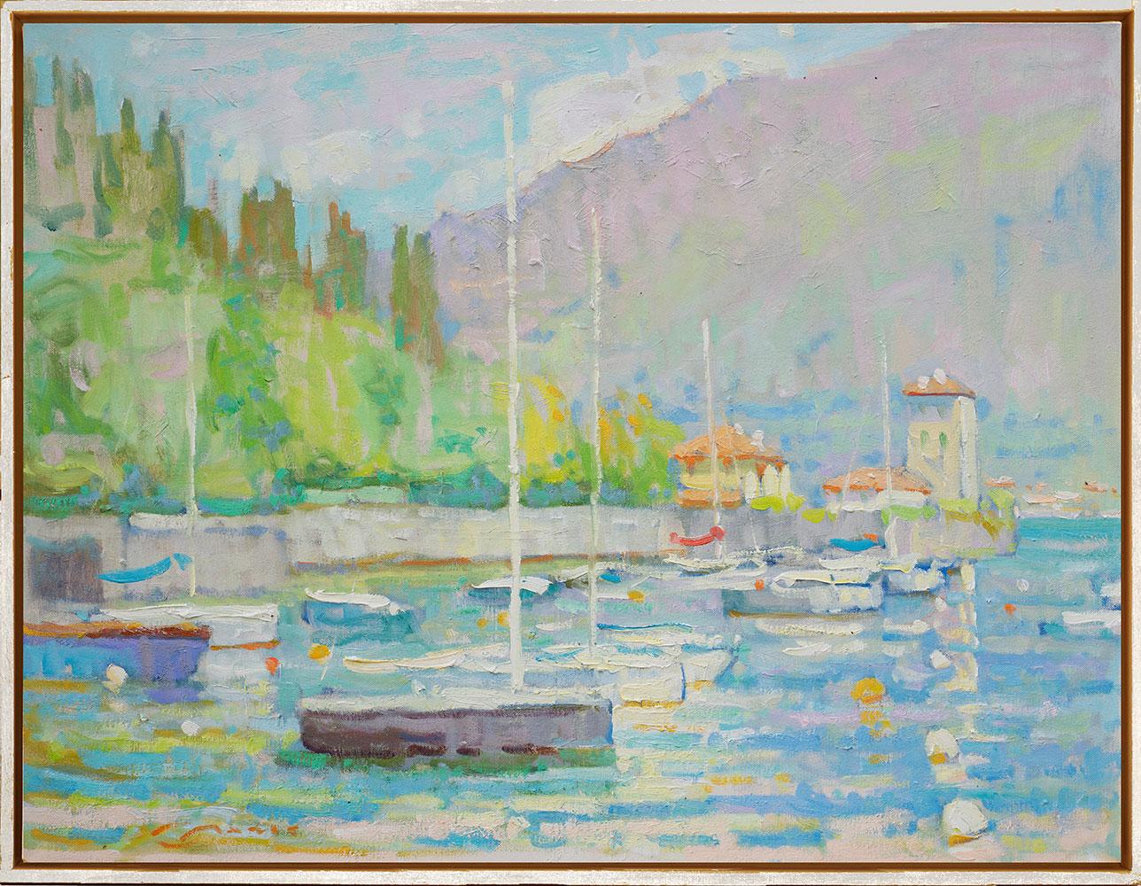 Jerry Fresia Landscape Painting - "Escape To Pescallo" – Impressionist landscape painting, oil on canvas