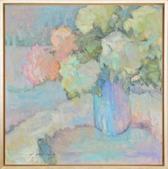 "Flowers In A Silvery Light" – Impressionist still-life painting, oil on canvas