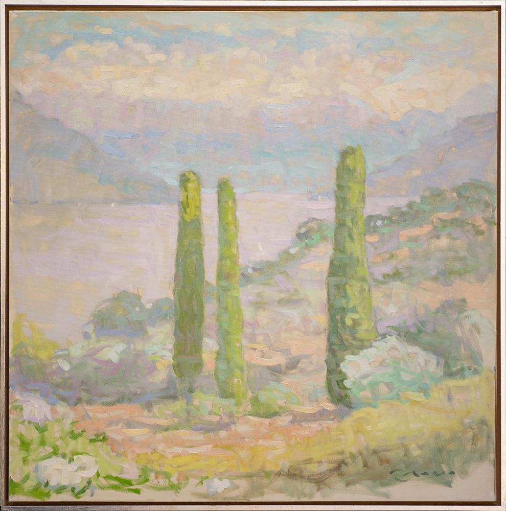 Jerry Fresia Landscape Painting - "Orange Grass" – Impressionist landscape painting, oil on canvas, plein air