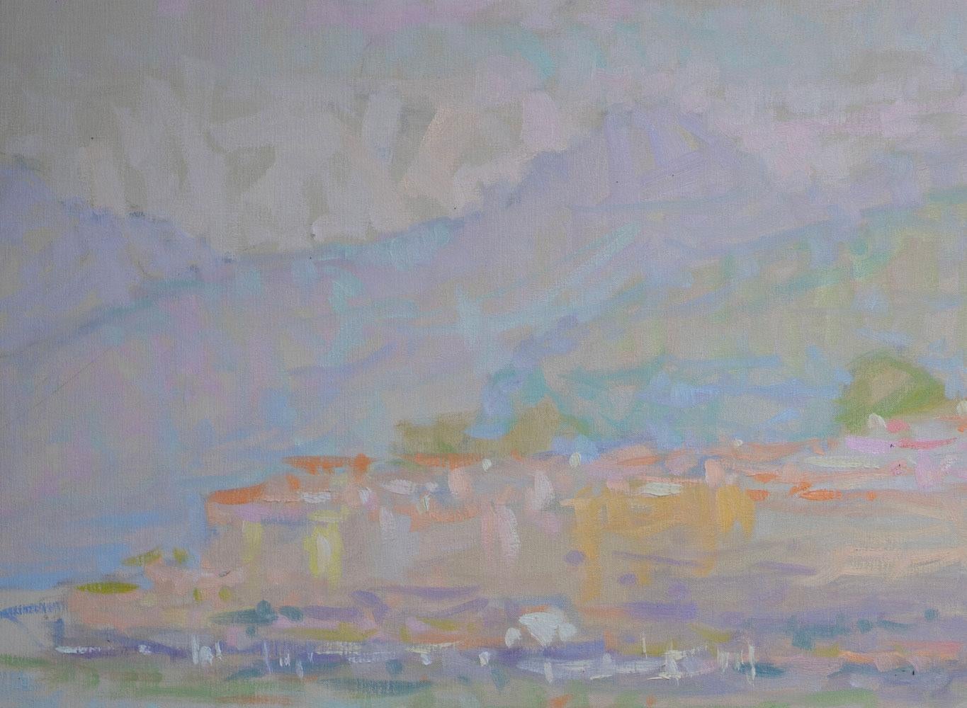 Spring Color – Impressionist landscape painting, oil on canvas, plein air For Sale 1