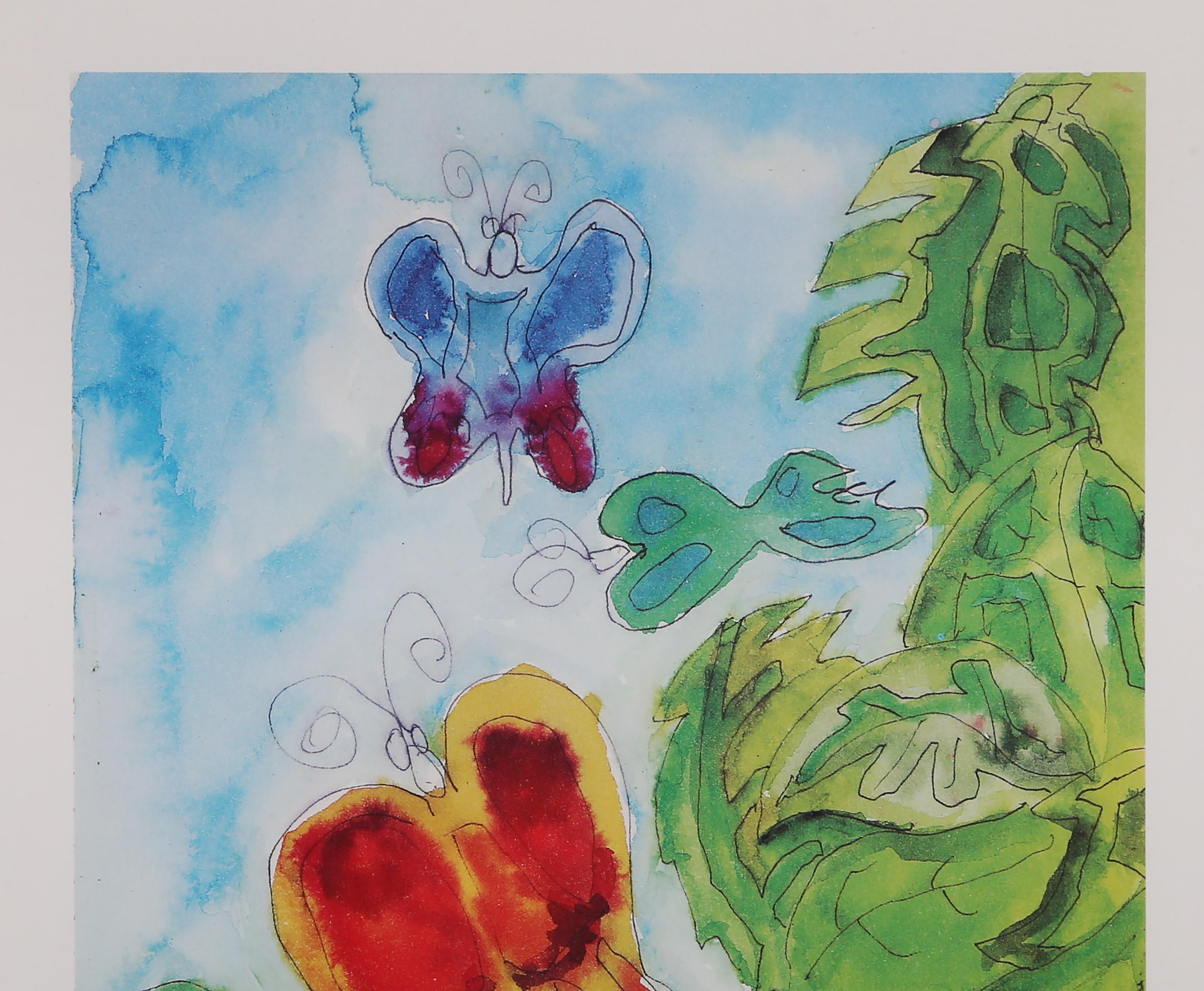 Butterfly Study, Signed Print by Jerry Garcia of Grateful Dead 1