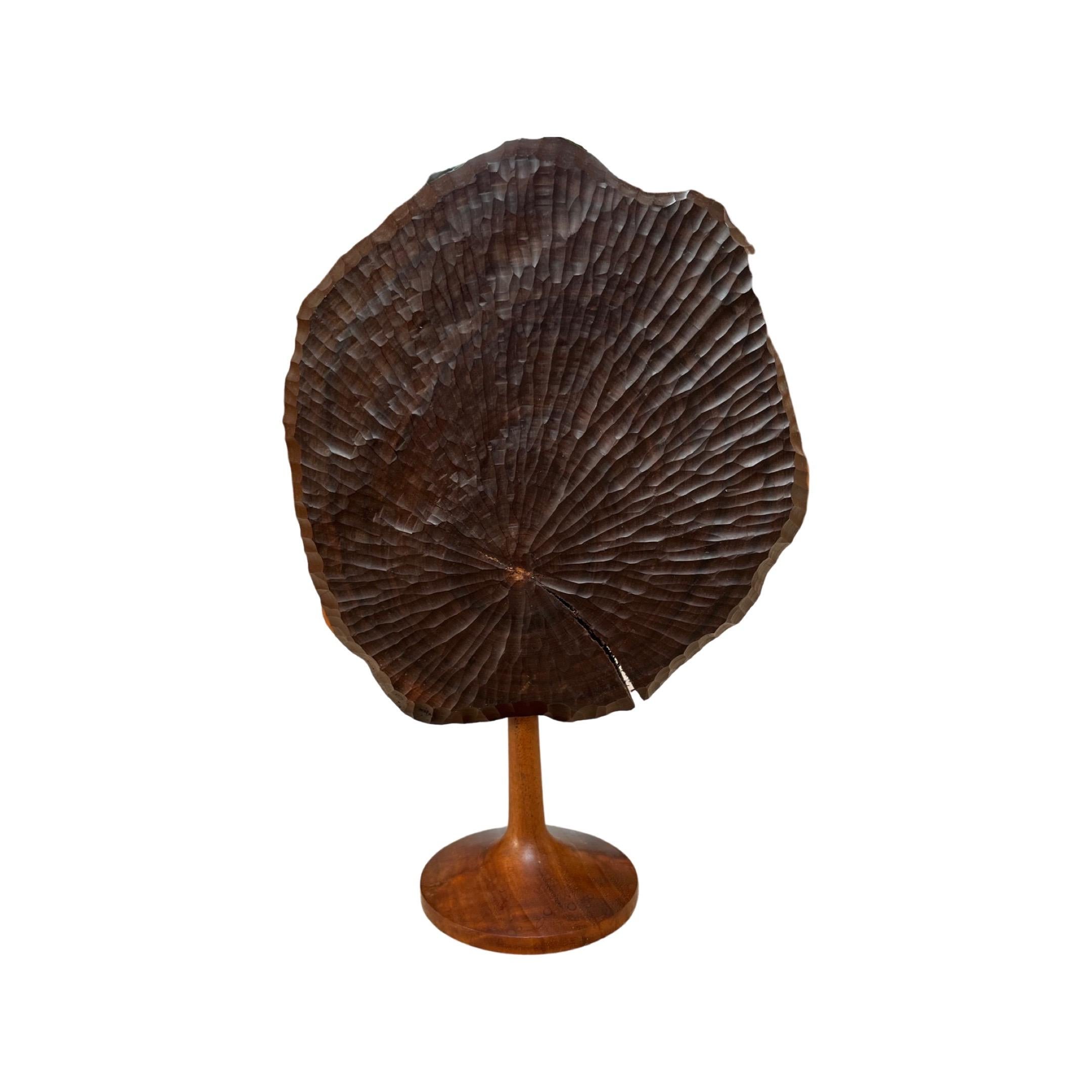 Jerry Glaser midcentury carved wood tree sculpture. A beautifully carved abstract tree form on turned wood base. A wonderful example of the work of Jerry Glaser, founder of Hi-tec wood tools and contemporary and close friend of both Sam Maloof and