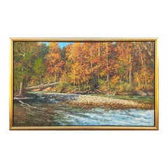 "Arkansas River Ozarks" Contemporary Realistic Forested Landscape Painting