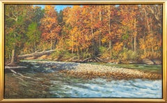 "Arkansas River Ozarks" Contemporary Realistic Forested Landscape Painting