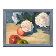 "Flowers & Apples" Contemporary Realistic Interior Still Life Painting