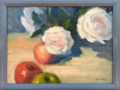 "Flowers & Apples" Contemporary Realistic Interior Still Life Painting