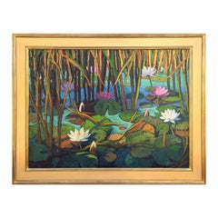 "Water Lily World" Contemporary Realistic Texas Nature Landscape Painting