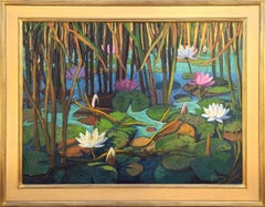 "Water Lily World" Contemporary Realistic Texas Nature Landscape Painting