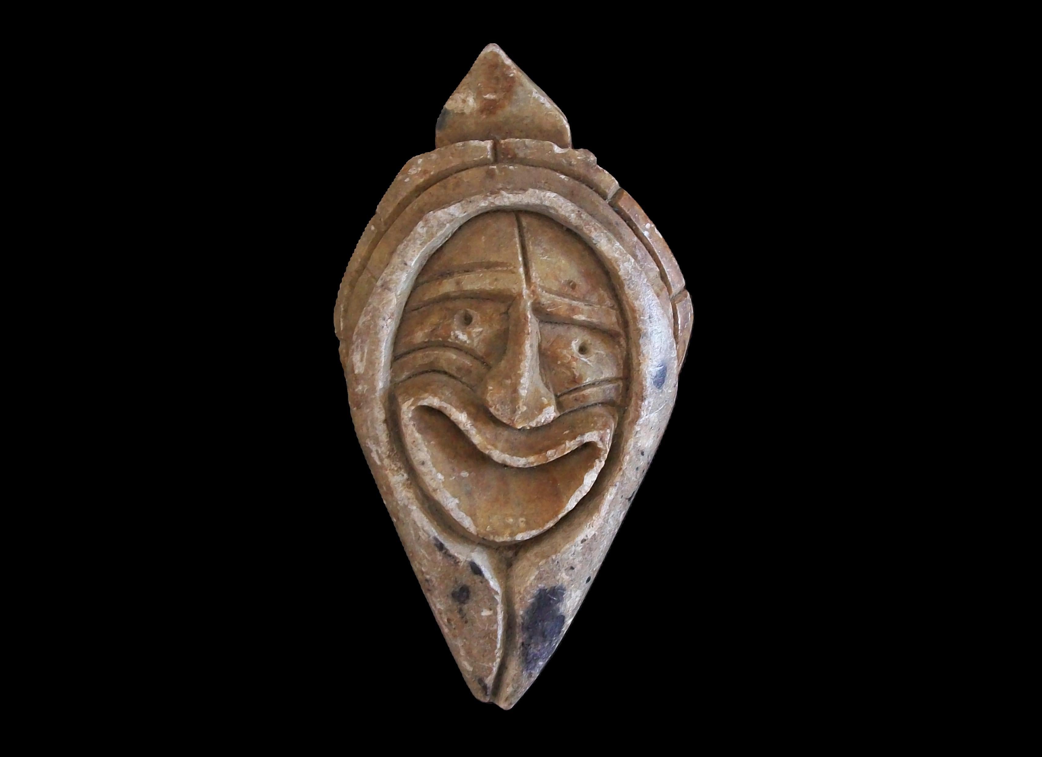 Canadian JERRY HENRY - Iroquois Turtle/False Face Soapstone Carving - Canada - Circa 1970 For Sale