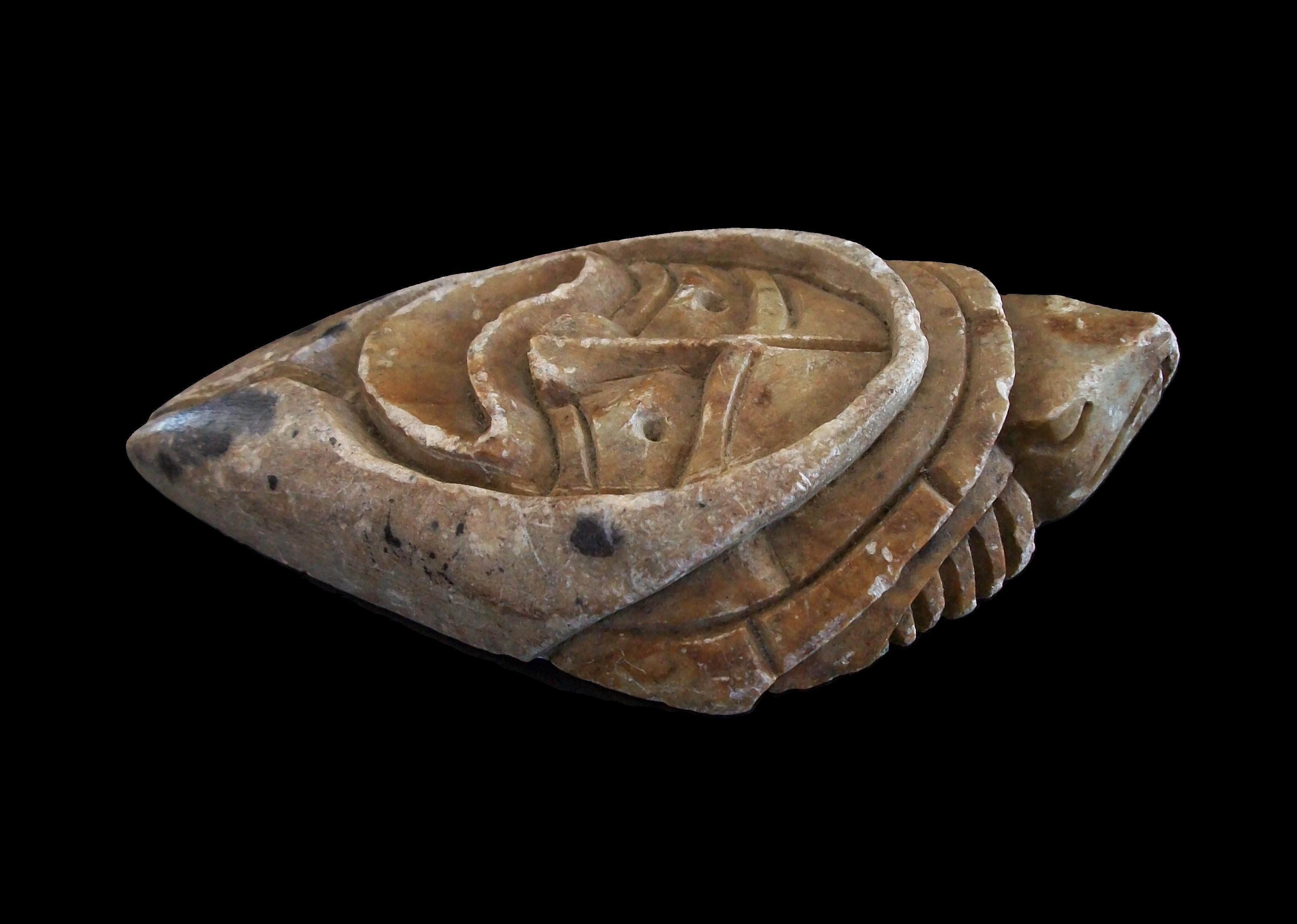 20th Century JERRY HENRY - Iroquois Turtle/False Face Soapstone Carving - Canada - Circa 1970 For Sale