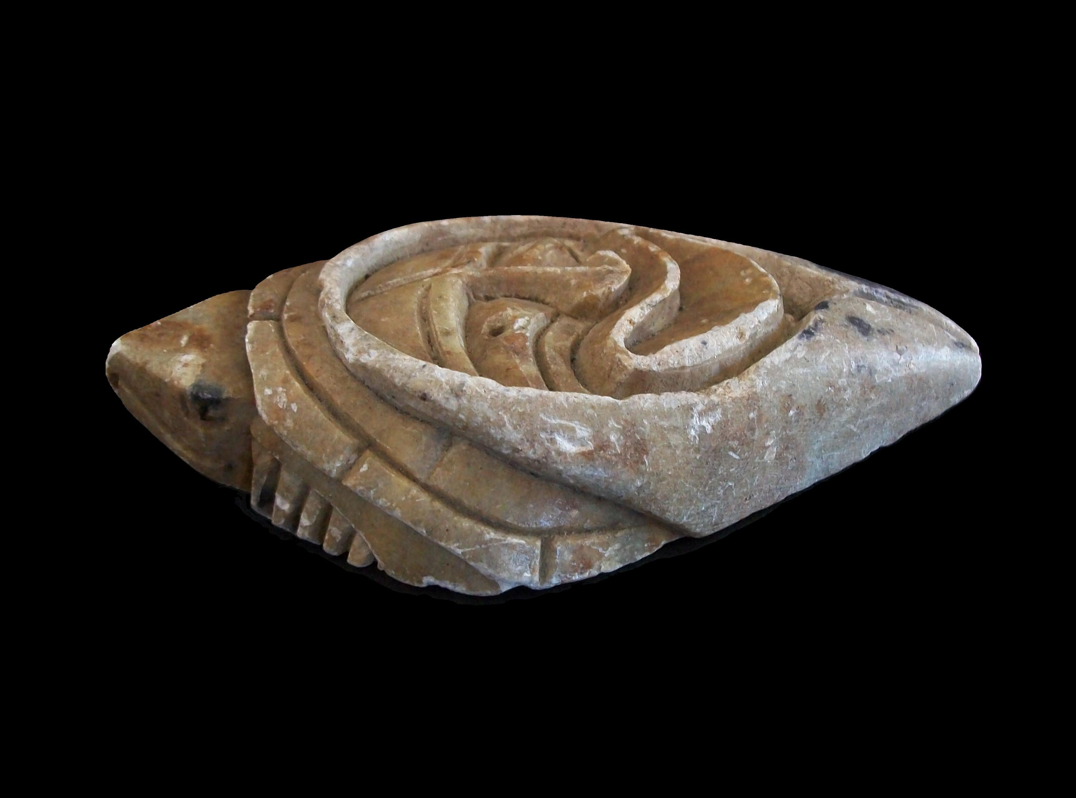 JERRY HENRY - Iroquois Turtle/False Face Soapstone Carving - Canada - Circa 1970 For Sale 1