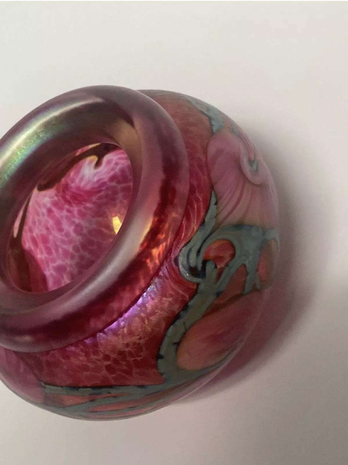 “Jerry Herr for Lotton Pink Heart Art glass” 4