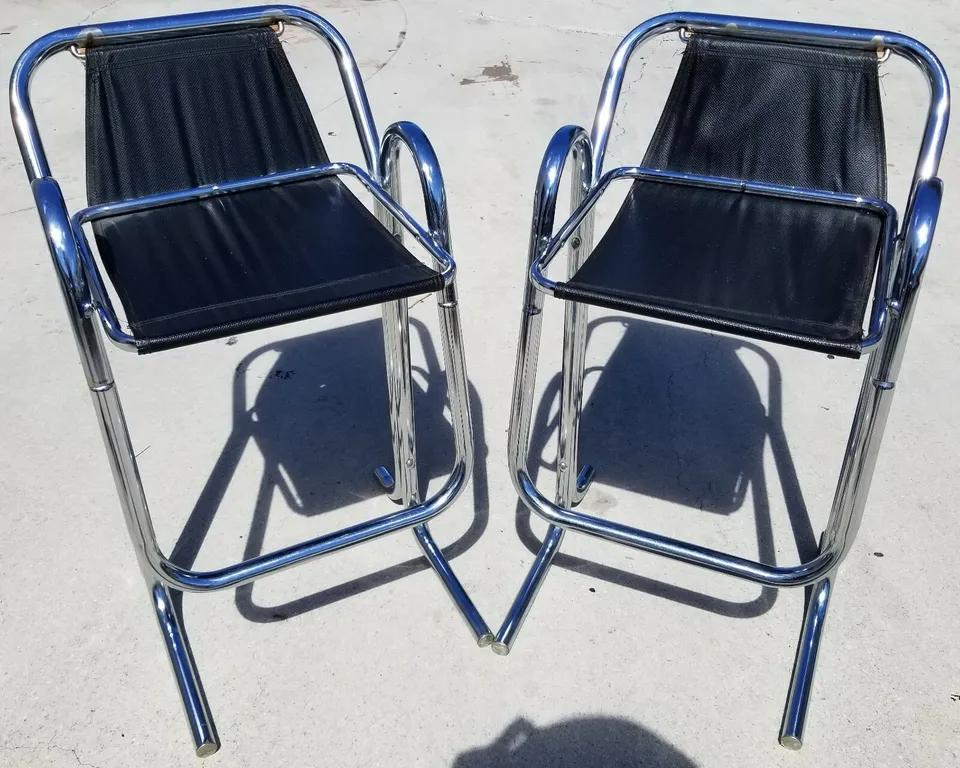 Mid-Century Modern JERRY JOHNSON ARCADIA Chrome Bar Stools For Sale