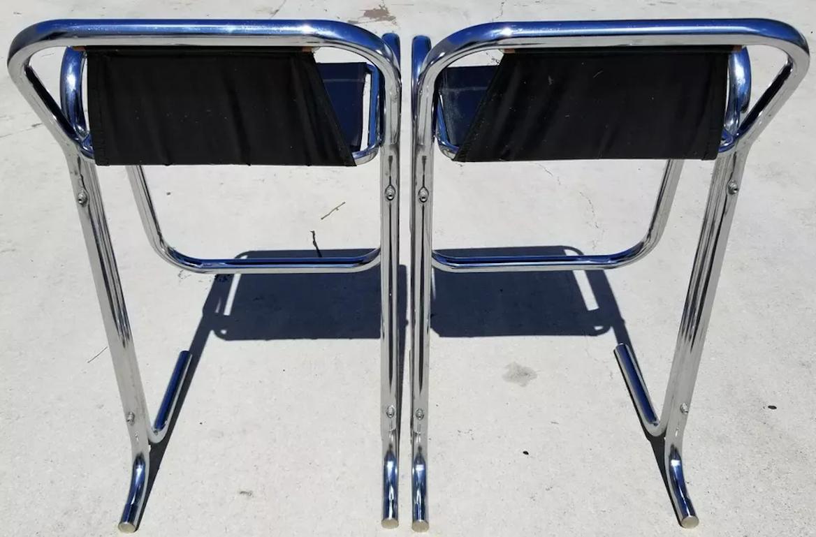 Mid-20th Century JERRY JOHNSON ARCADIA Chrome Bar Stools For Sale