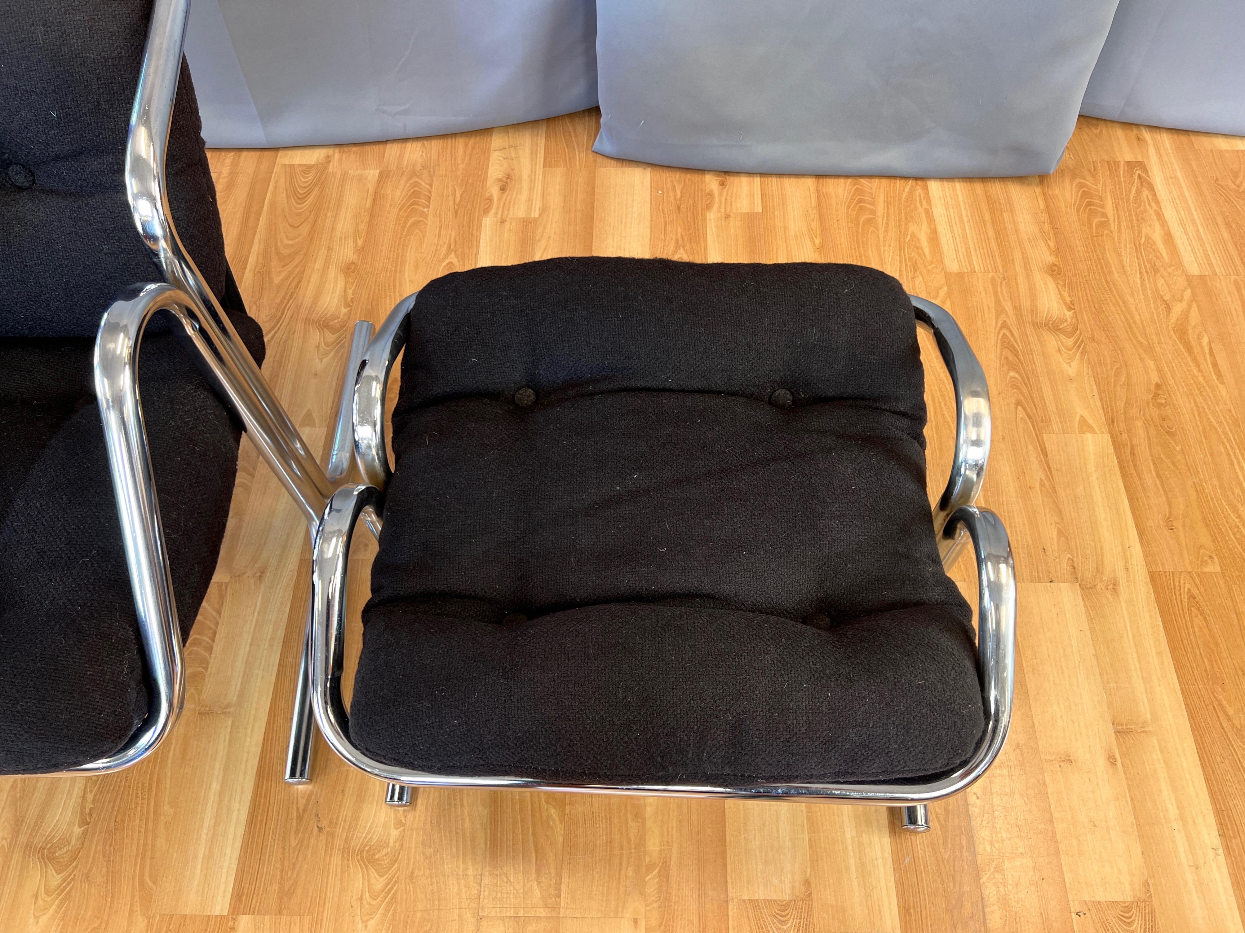 Jerry Johnson Arcadia Tubular Chrome Lounge Chair and Footstool Set, 1972 5