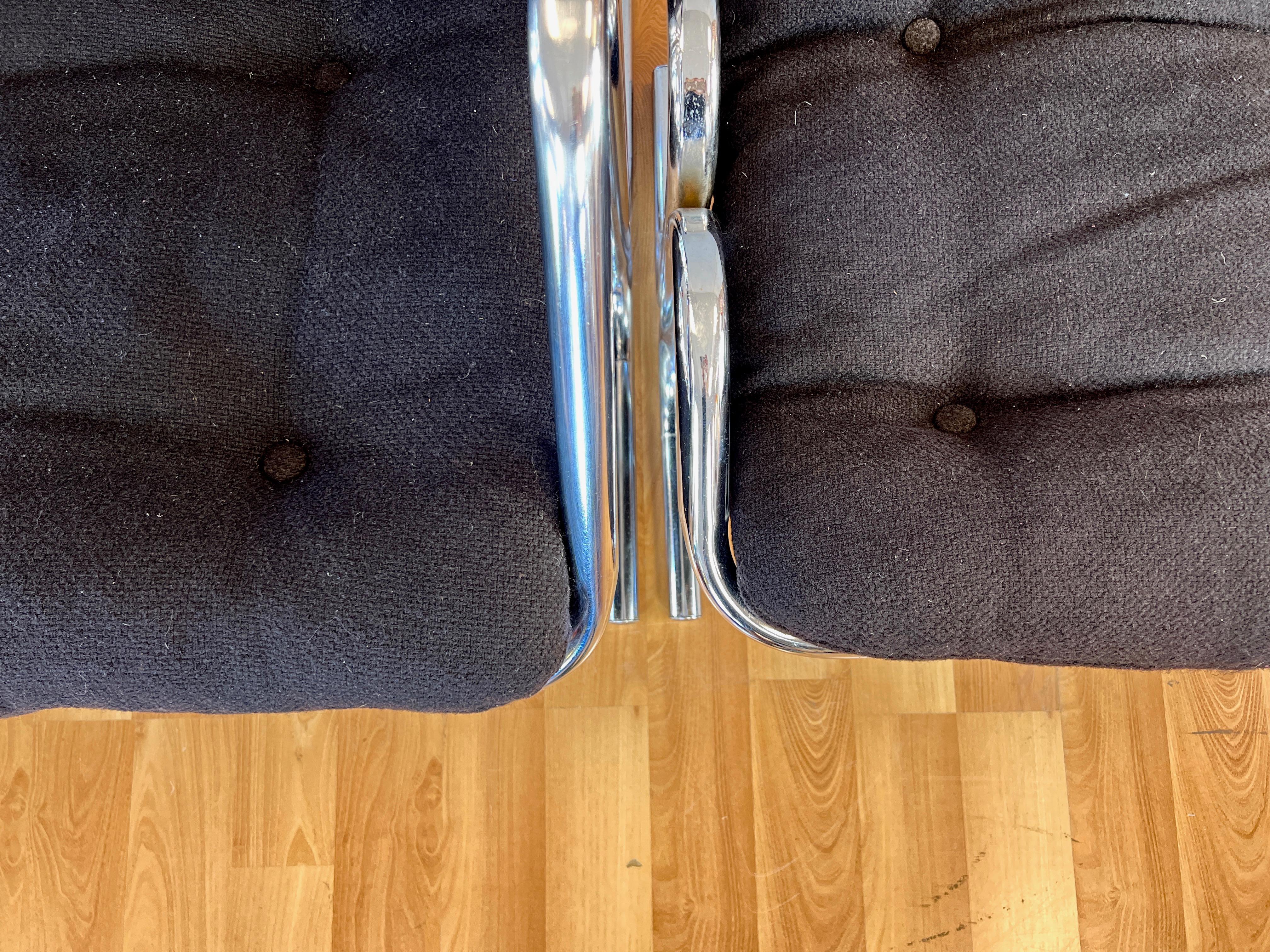 Jerry Johnson Arcadia Tubular Chrome Lounge Chair and Footstool Set, 1972 6