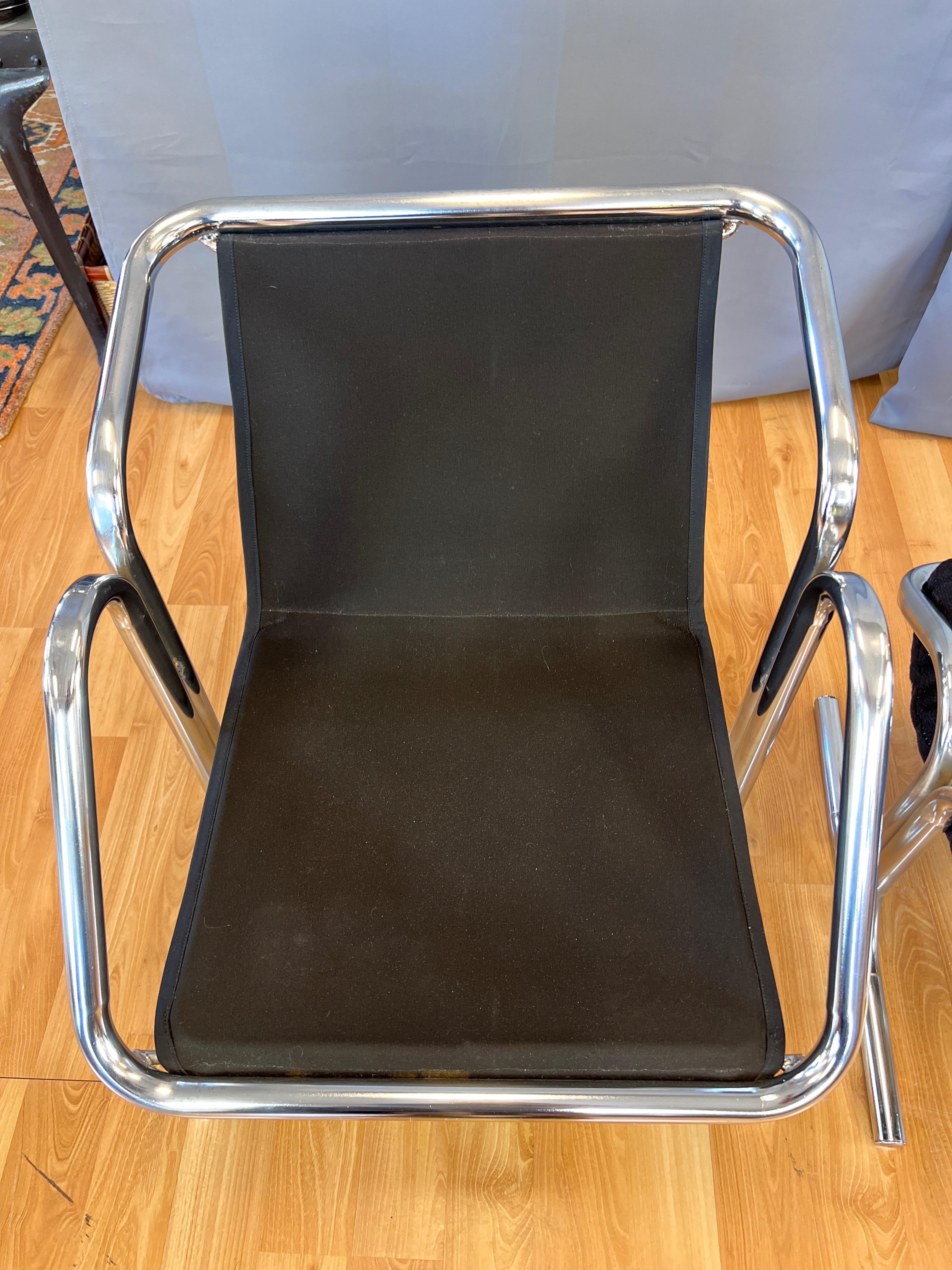 Jerry Johnson Arcadia Tubular Chrome Lounge Chair and Footstool Set, 1972 7