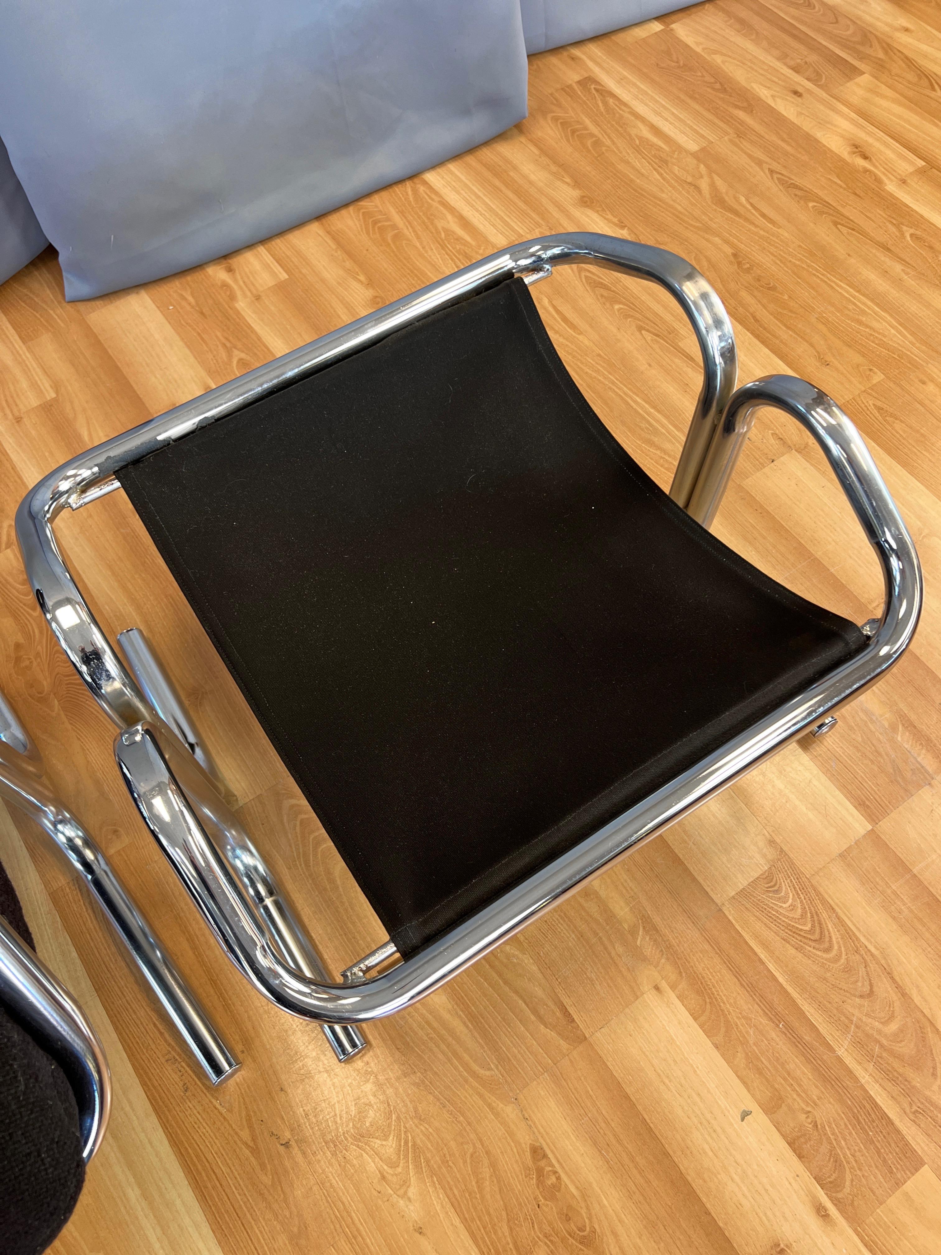 Jerry Johnson Arcadia Tubular Chrome Lounge Chair and Footstool Set, 1972 8