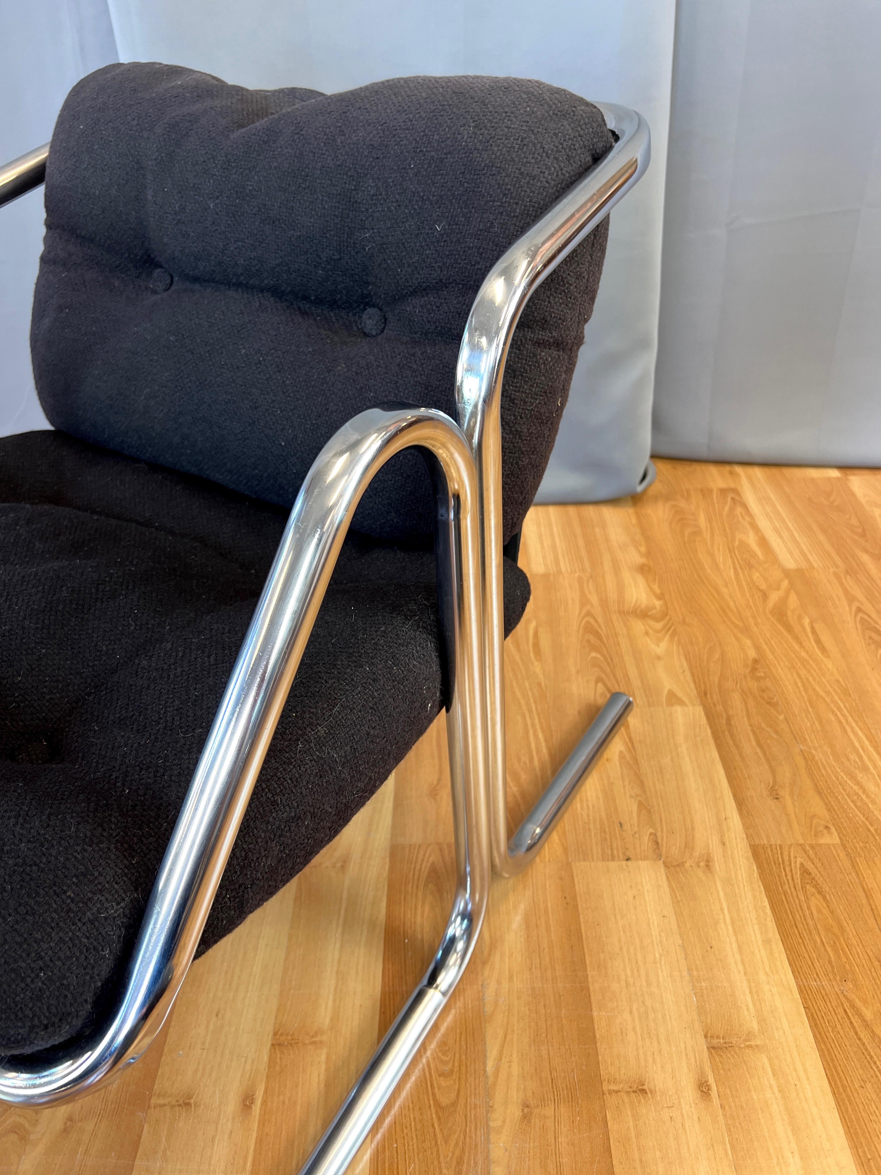 Jerry Johnson Arcadia Tubular Chrome Lounge Chair and Footstool Set, 1972 2