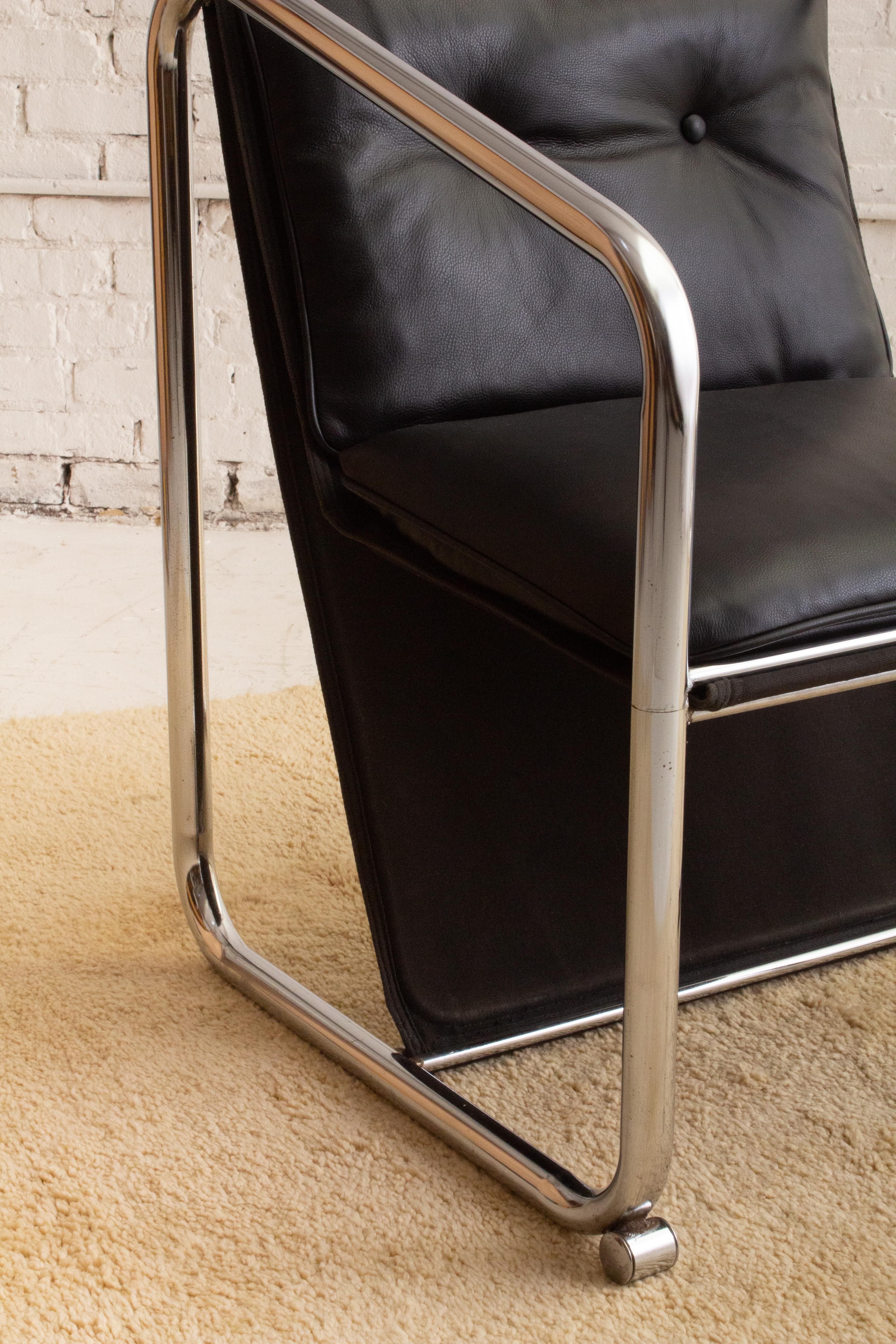 American Jerry Johnson Chrome Sling Chair For Sale