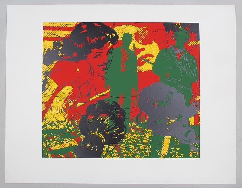 "Detente" according to the artist: "These two silkscreen prints were made in 1987, edition of 5 prints. They were published by Kent Fine Art, NYC.
Signed and numbered they sell for $2,500 each". these are unsigned and unnumbered rare printers