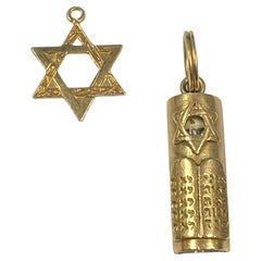 Jerry Lewis Owned and Worn Yellow Gold Mezuzah and Star of David