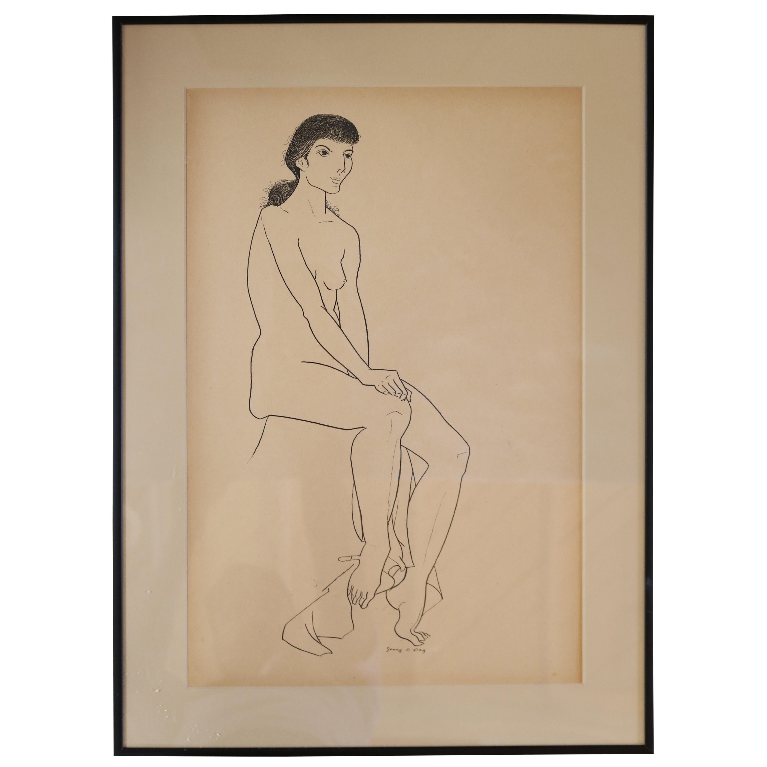 Jerry O'Day Nude Drawing #1 For Sale