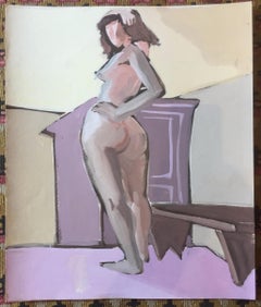 "Hip Out" 1950s Bay Area Figurative Gouache Painting