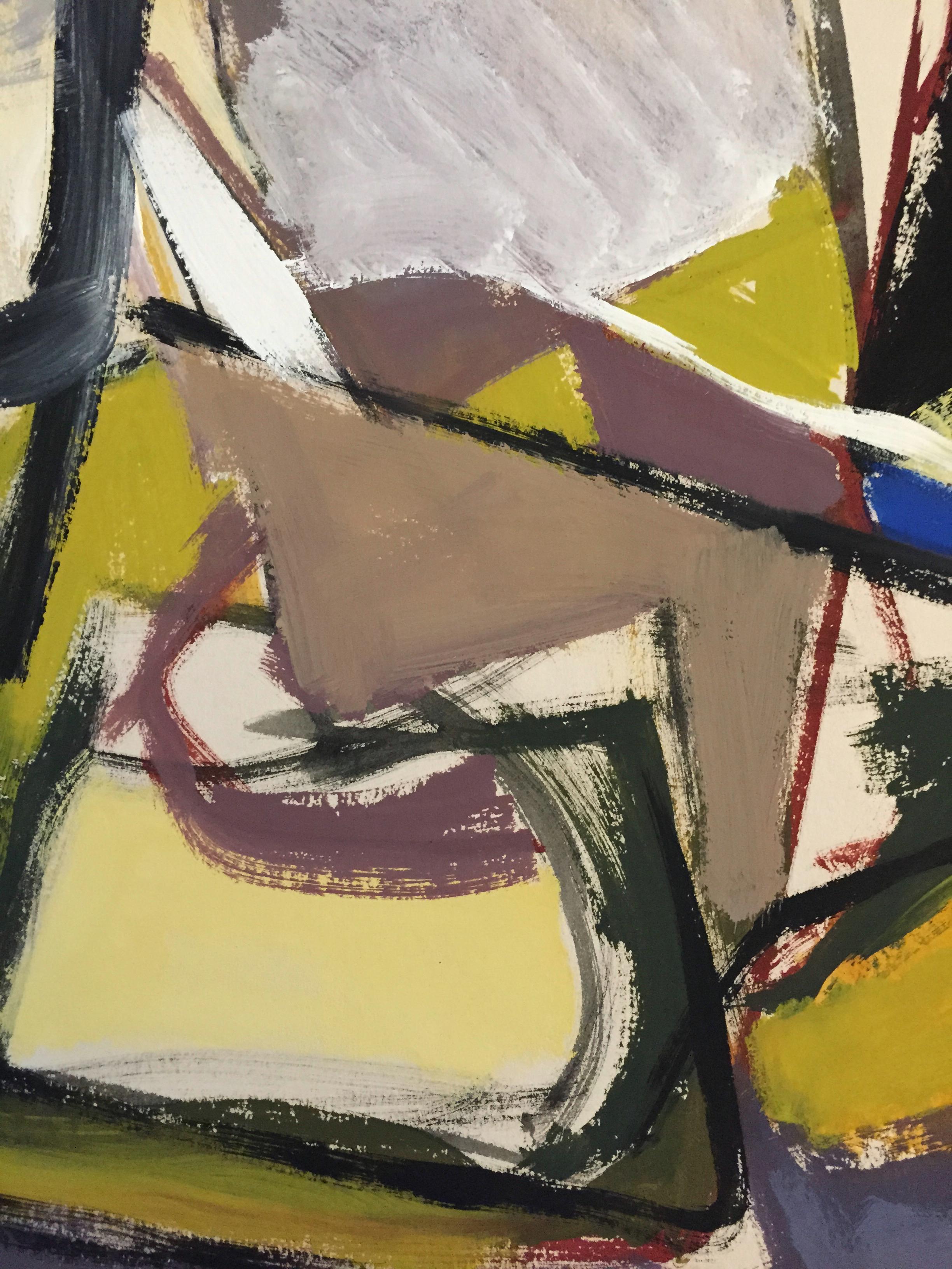 From the estate of Jerry Opper & Ruth Friedman Opper 
Yellow and Blue 
c. 1950's 
Gouache on Paper 
15