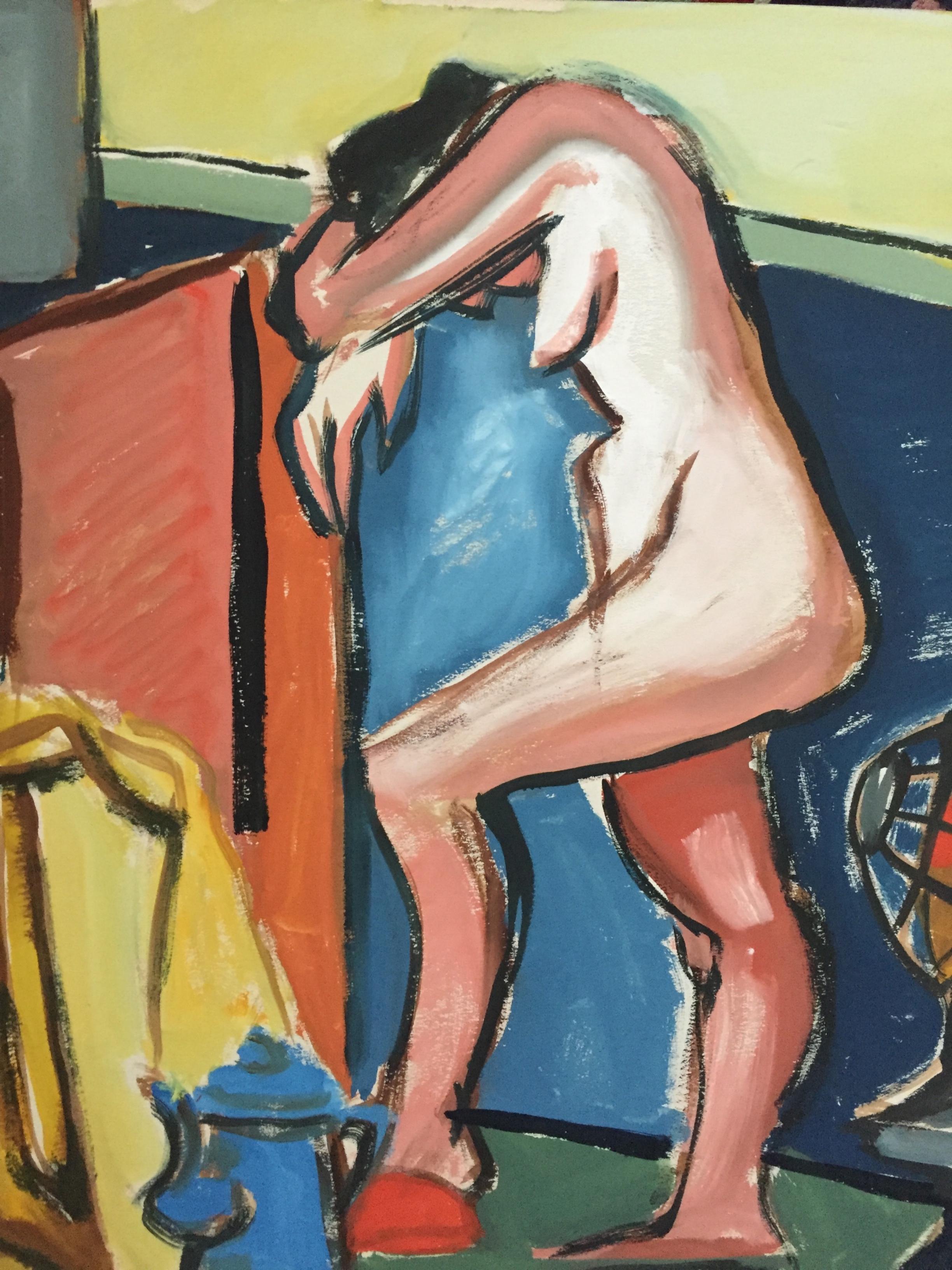 From the estate of Jerry Opper & Ruth Friedman Opper 
Too Much 
c. 1950's 
Gouache on Paper 
15