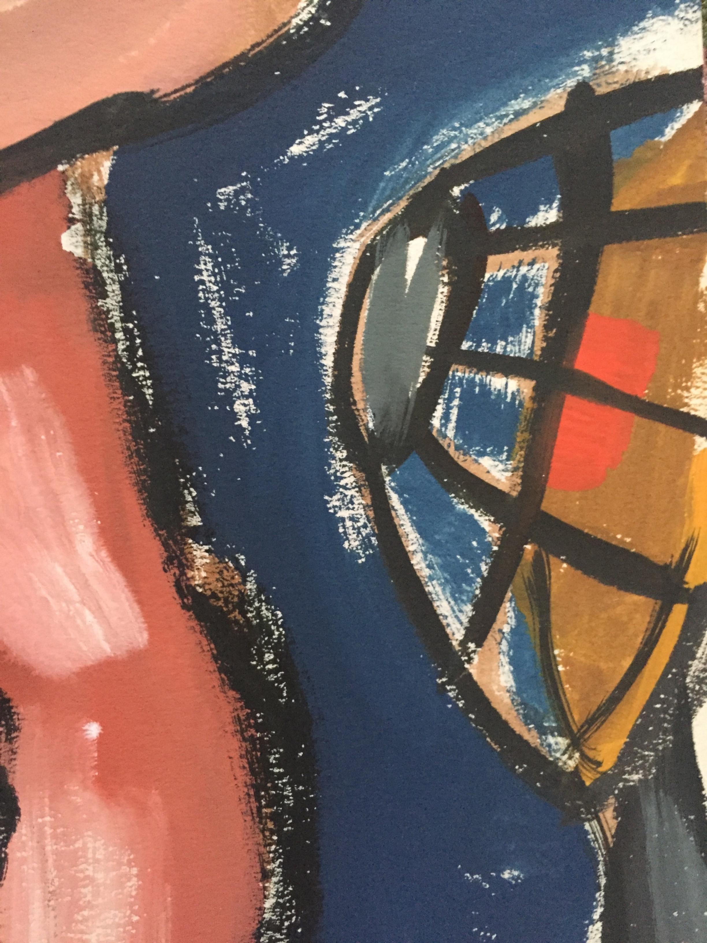 Mid Century Gouache Modern Painting Diebenkorn, James Weeks For Sale 3