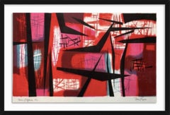 1950s Abstract Stone Lithograph "Frame of Reference" Jerry Opper Mid Century