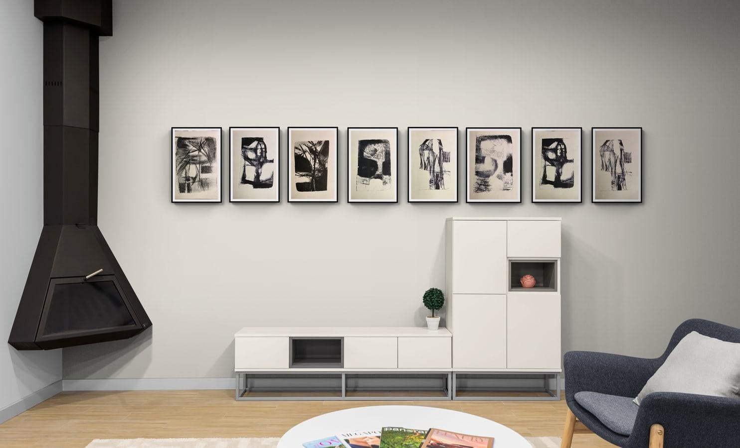 1950's Litografía Stone Blanco y Negro Abstracto Artista San Francisco en venta 1