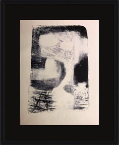 Lithographie en pierre des années 1950, noir et blanc, abstraite, de l'artiste de San Francisco