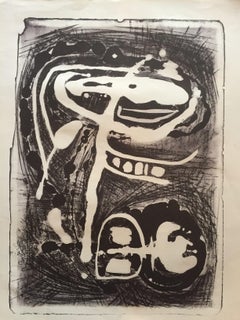 Litografia astratta Stone 1950 San Francisco in bianco e nero Arte originale