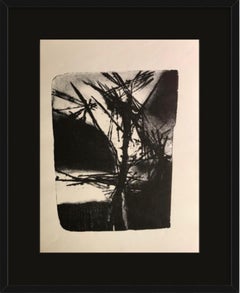 Abstrakte Bay Area Stone Lithographie auf Papier, 1950er Jahre, ungerahmt, 12,5x19 Zoll