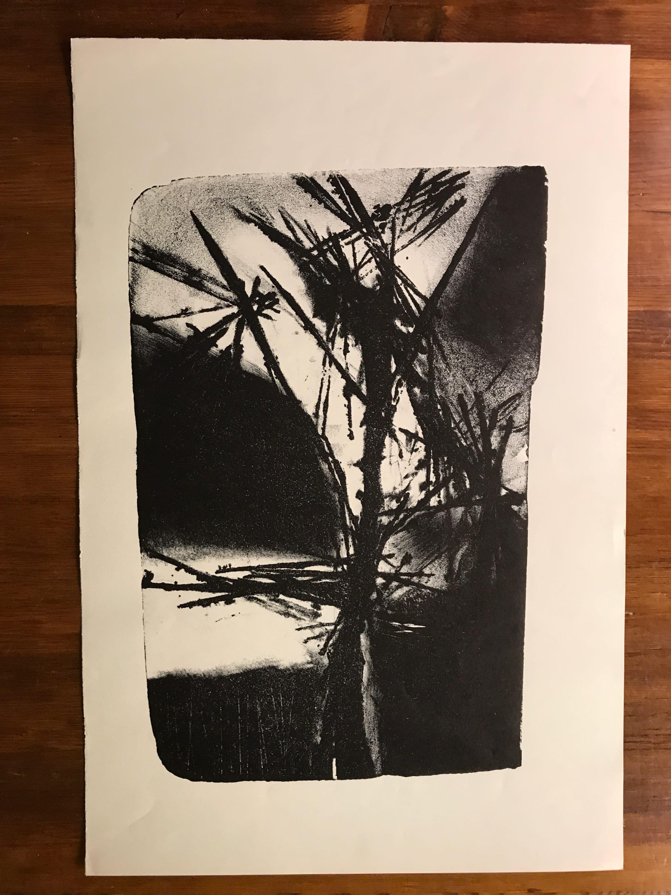 Bay Area Abstract Stone Lithograph on Paper, 1950s, Unframed, 12.5x19 Inches