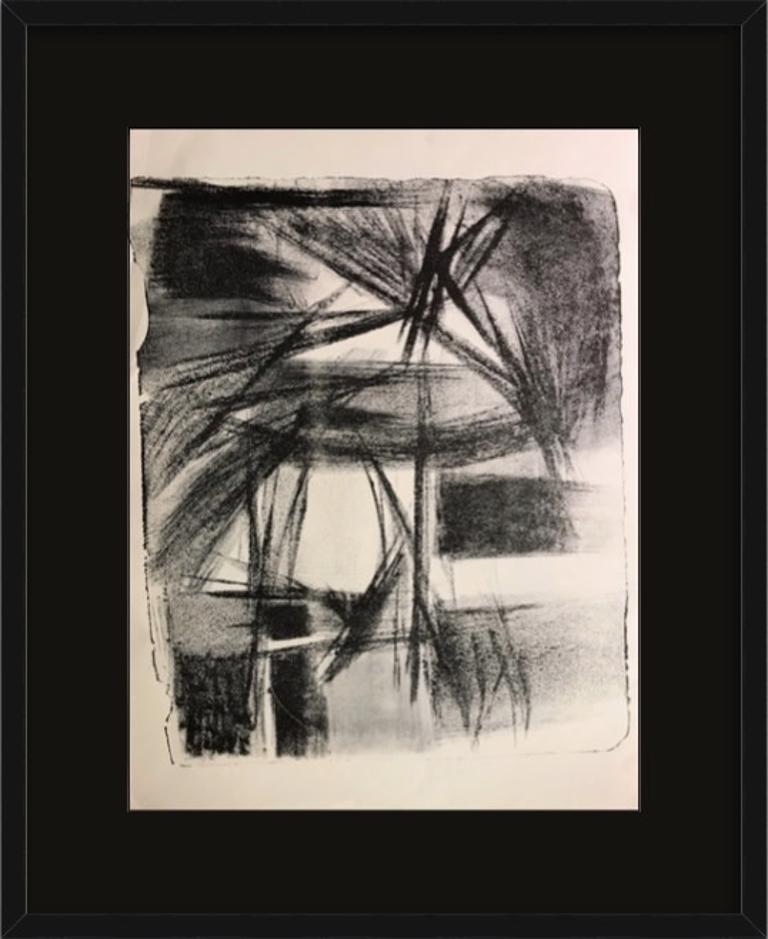 C.1950s Litografía abstracta de mediados de siglo