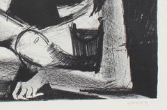 Two Nude Figures 1940-50s Stone Lithograph