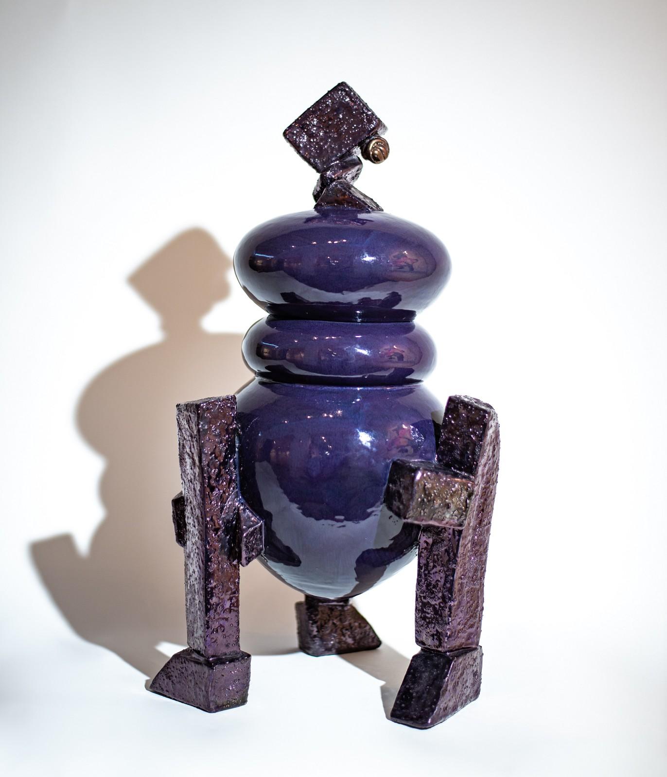 Jerry Rothman Abstract Sculpture - Ritual Vessel Tureen - large, purple, decorative, abstract glazed ceramic vessel