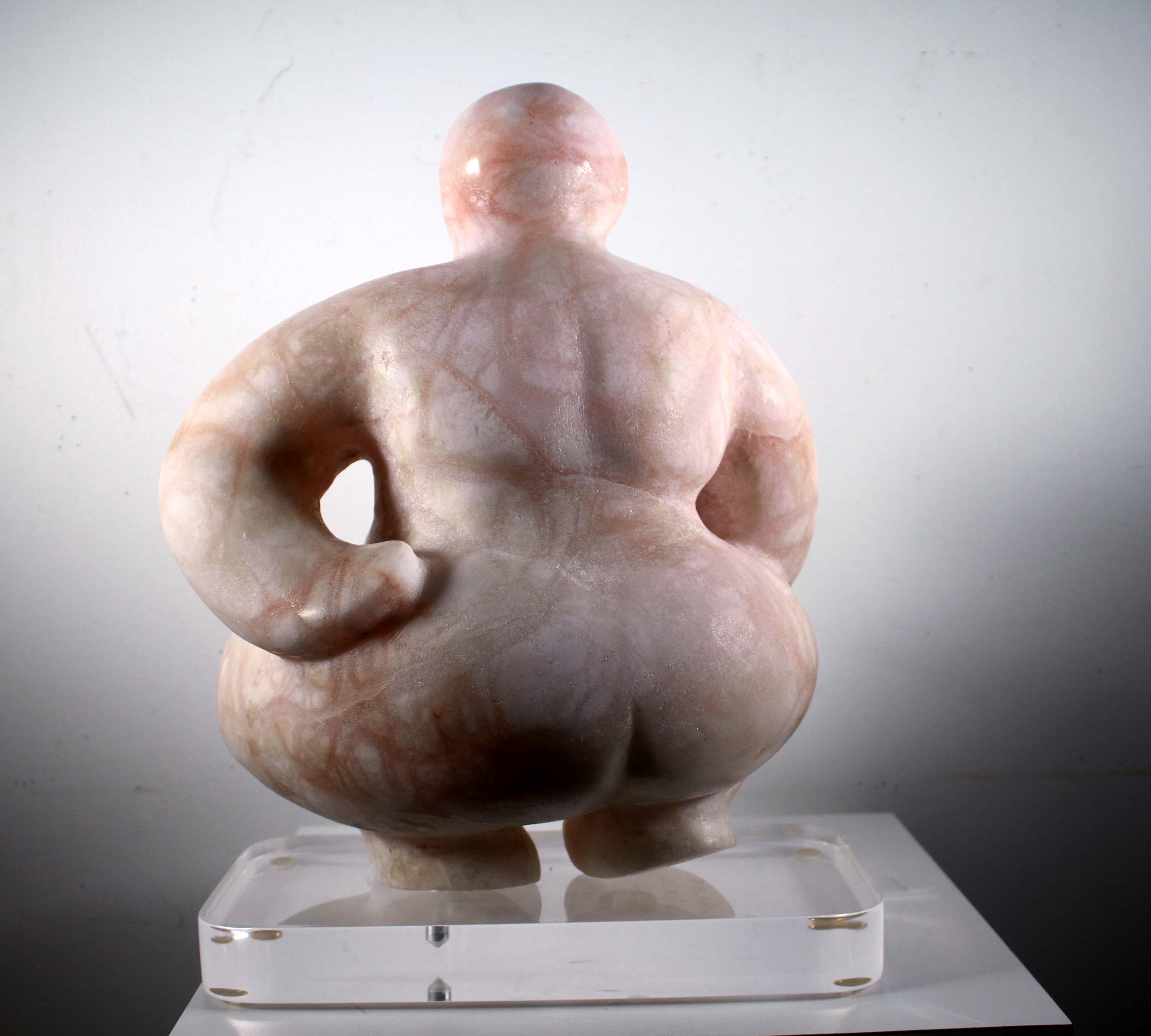 Late 20th Century Jerry Soble Signed Scarlett 1995 Contemporary Female Nude Pink Marble Sculpture For Sale