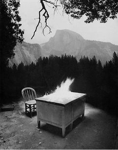 Jerry Uelsmann, Untitled (Desk on Fire)
