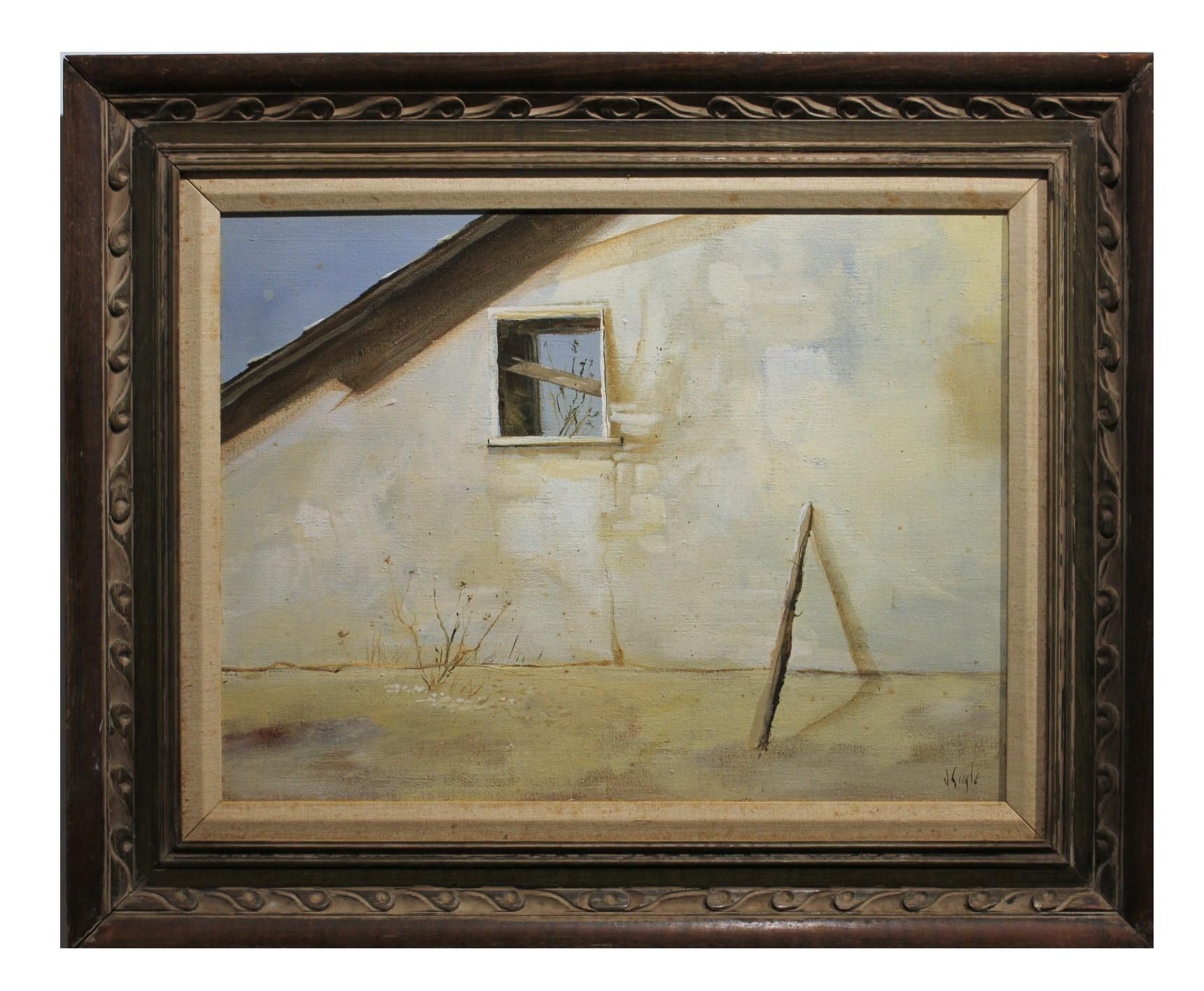 Jerry V. Seagle Figurative Painting - "A Day of Yesterday" Architectural Minimal Painting