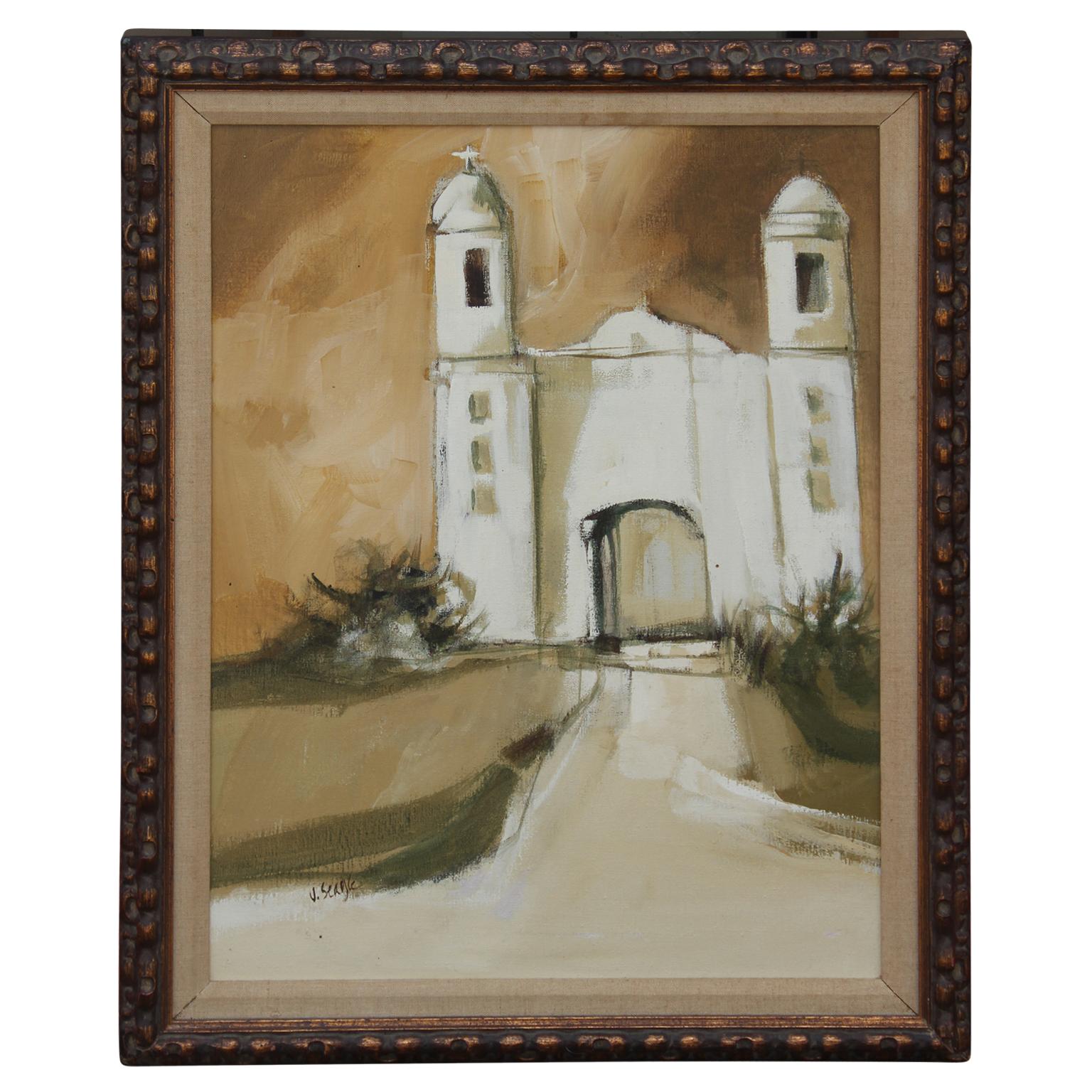 Jerry V. Seagle Abstract Painting - Abstract Architectural View of a Church