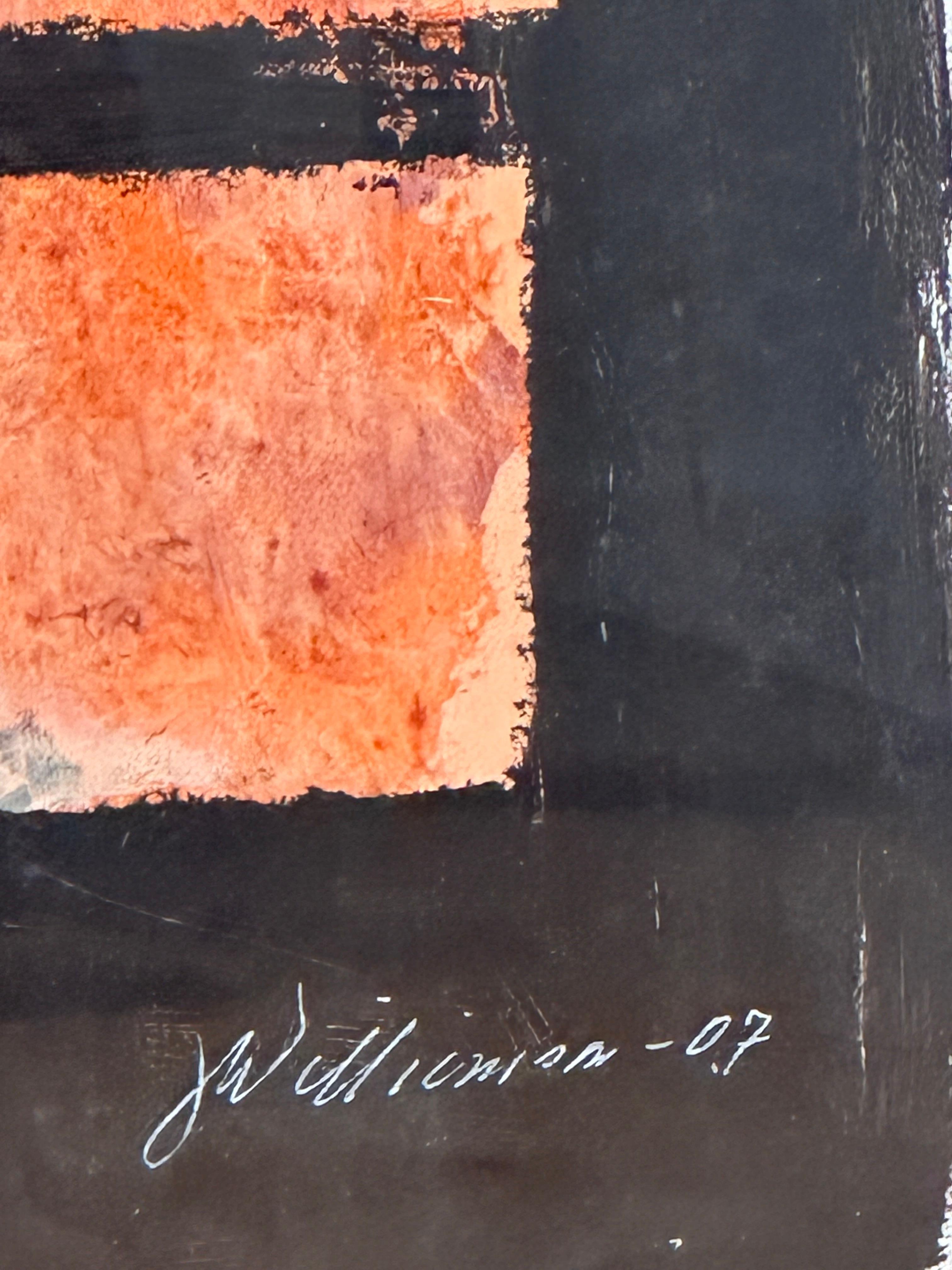 Quadrati astratti arancioni su sfondo nero dipinti da Jerry Williamson 4