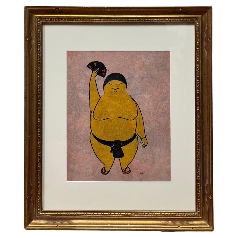 Peinture originale signée de Jerry Williamson.  
Dessin fantaisiste d'un lutteur Sumo japonais, dans des tons vibrants de jaune et de rose.

Jerry Williamson (1926 - 2016) a été actif/vivant en Californie, Washington / France. Jerry Williamson est