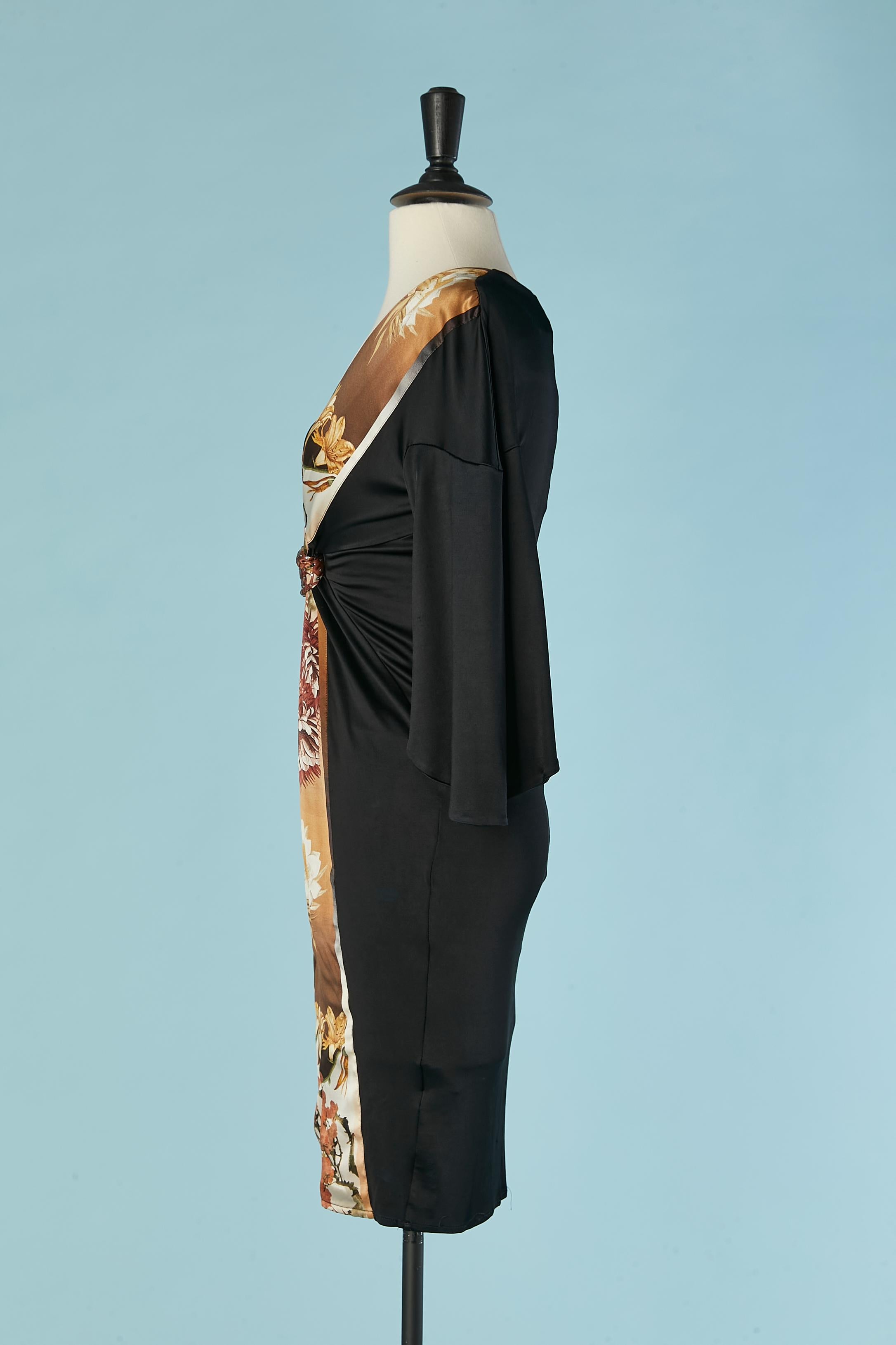 Women's Jersey and printed silk cocktail dress with rhinestone CLASS Roberto Cavalli For Sale