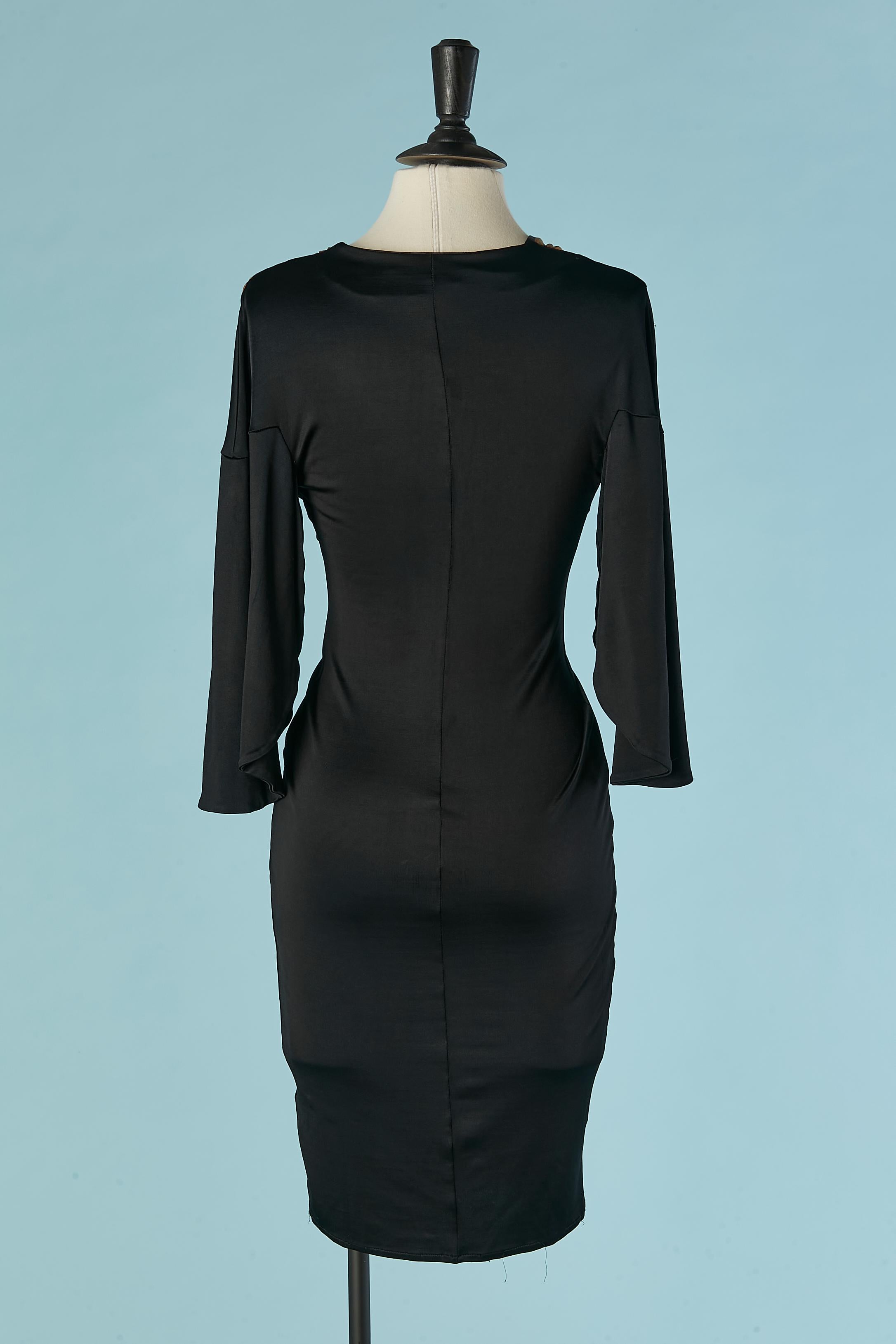 Jersey and printed silk cocktail dress with rhinestone CLASS Roberto Cavalli For Sale 1